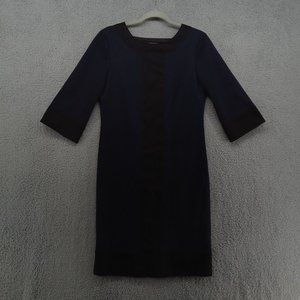 Tahari Dress Womens 4 Black Navy Color Block Tunic 3/4‎ Sleeve Basic Classicore